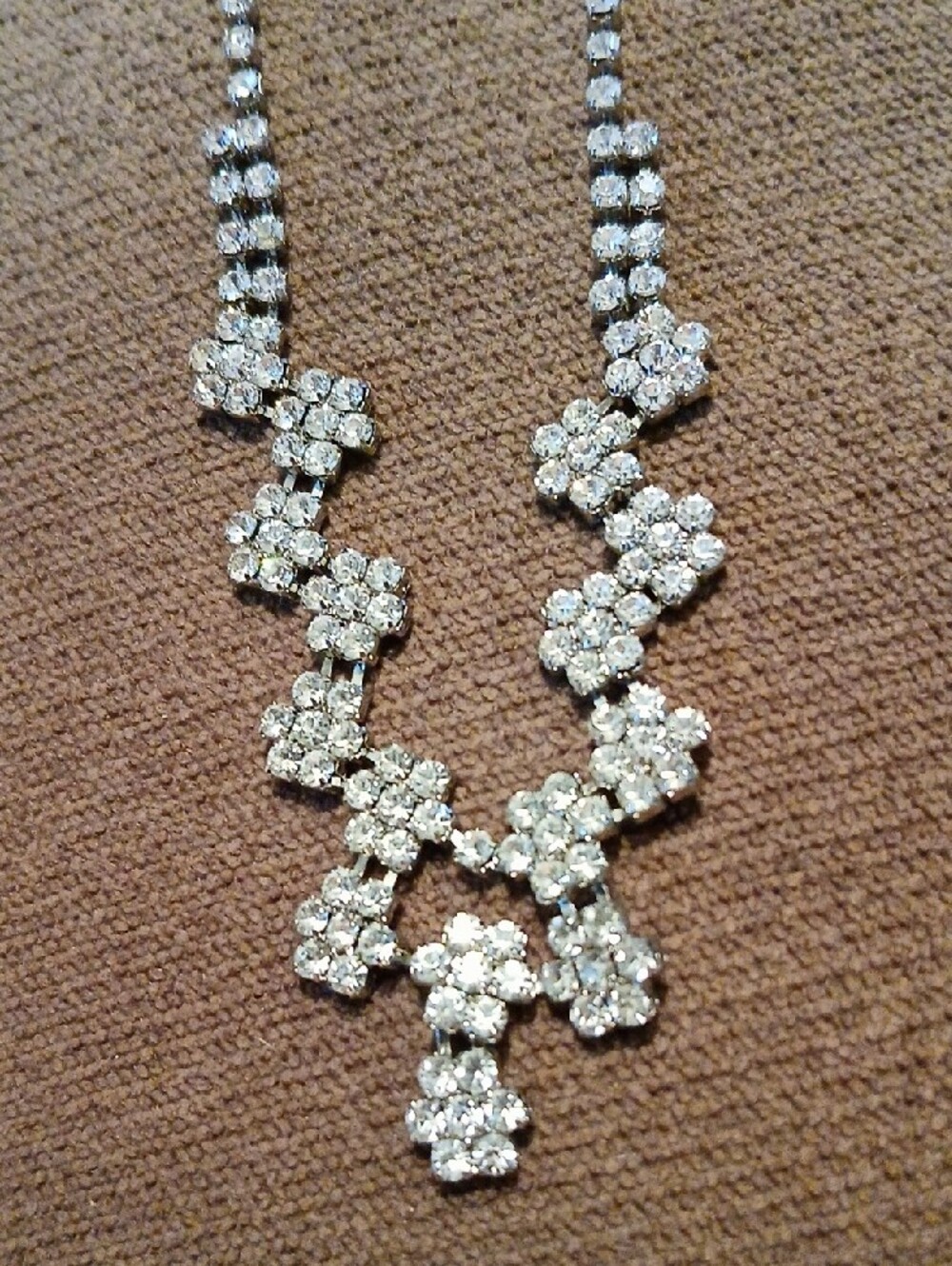 Silver Crystal Floral Bib Necklace - Women Jewelry